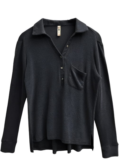 La Cera Notch Collar Shirt-NEW STYLE