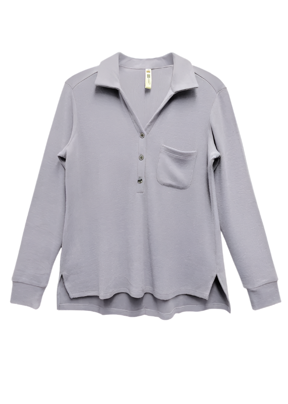 La Cera Notch Collar Shirt-NEW STYLE