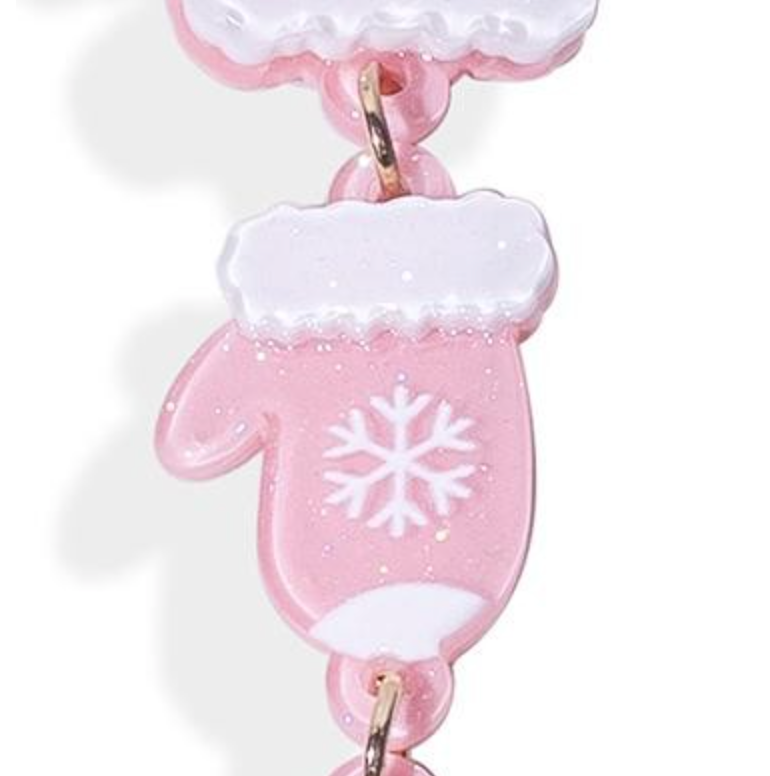 Pink Christmas Mitten Earrings