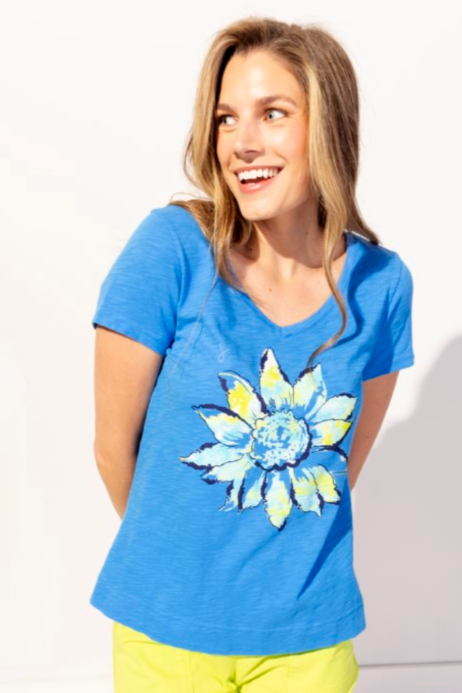 Escape Peruvian Cotton Sunflower V-Neck Tee