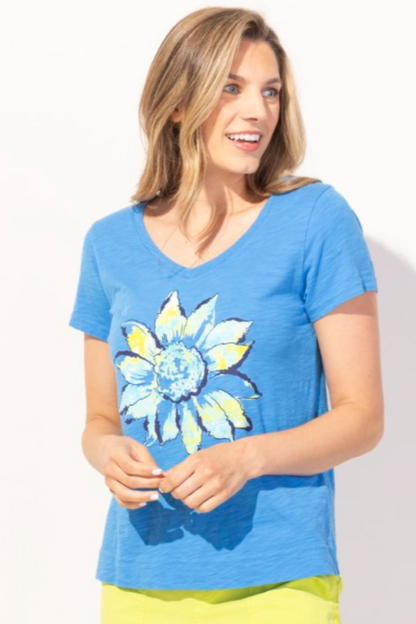 Escape Peruvian Cotton Sunflower V-Neck Tee