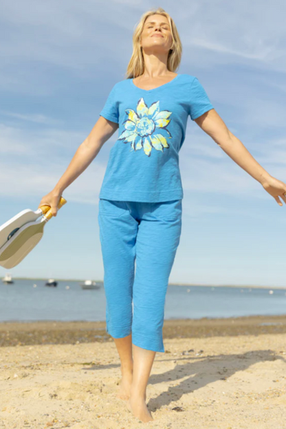 Escape Peruvian Cotton Sunflower V-Neck Tee