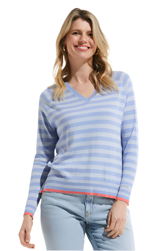 Zaket & Plover Stripe V-Neck Sweater