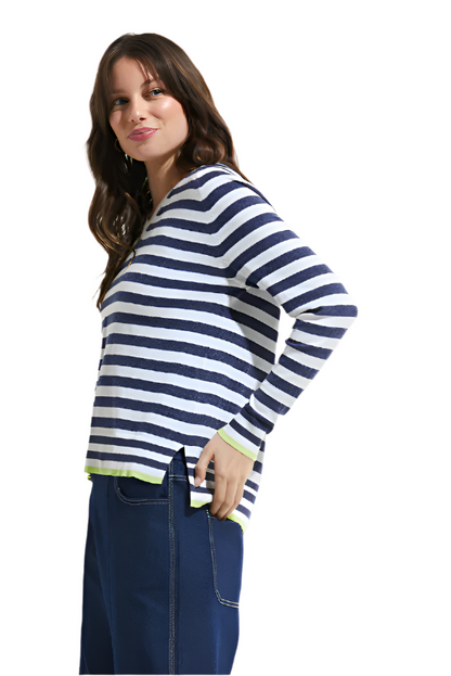 Zaket & Plover Stripe V-Neck Sweater