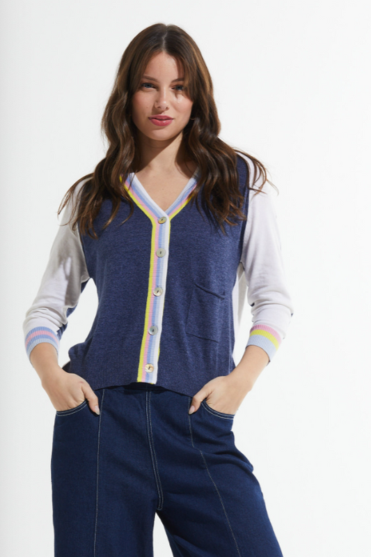 Zaket & Plover Stripe Trim Cardigan