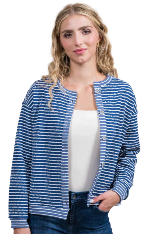 Trisha Tyler Stripe Button Front Cardigan-25% OFF