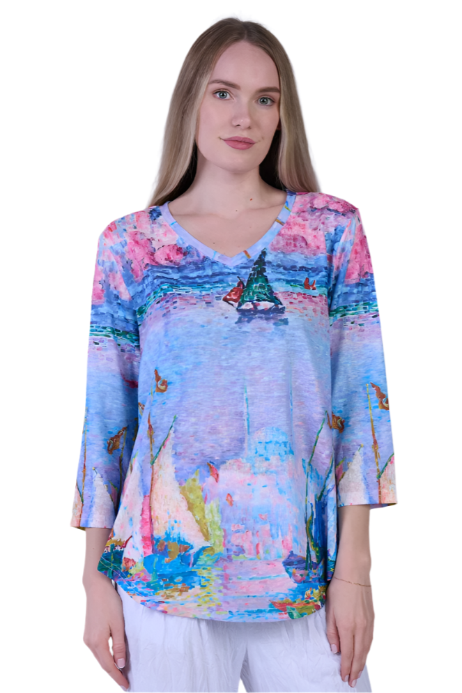 Shana Slub Knit V Neck Top