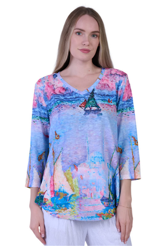 Shana Slub Knit V Neck Top