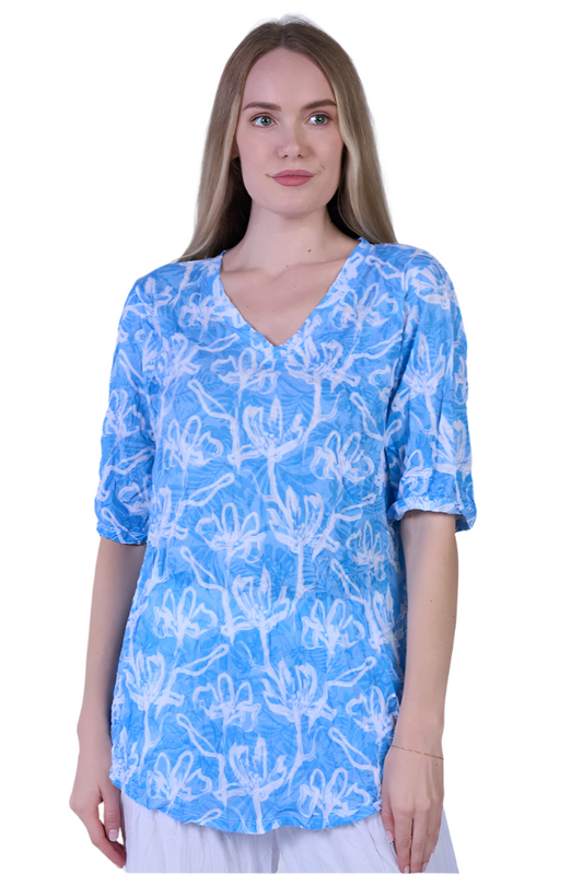 Shana Crinkle Print Top