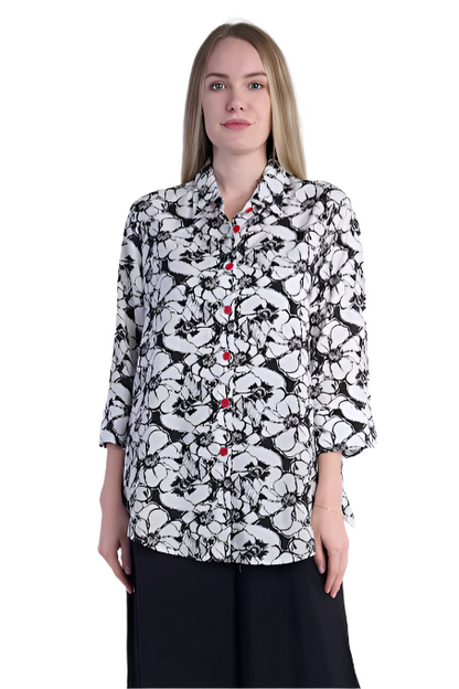 Shana Print Zip Back Shirt
