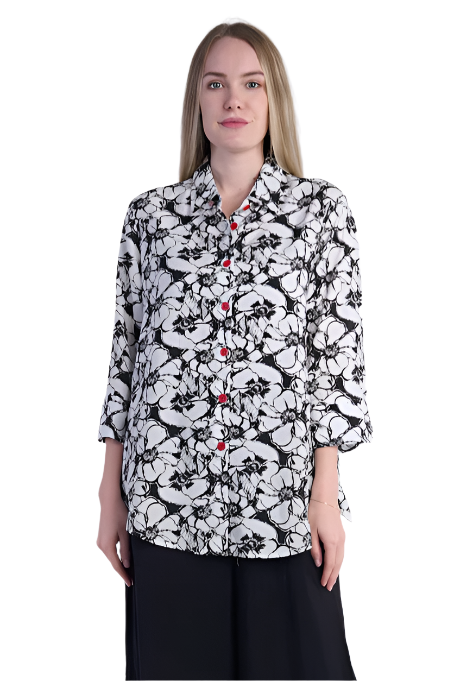 Shana Print Zip Back Shirt