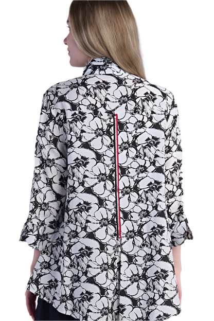 Shana Print Zip Back Shirt