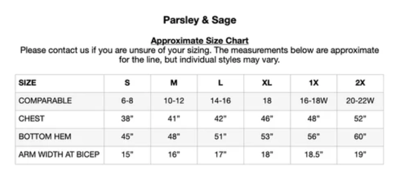 Parsley & Sage Orly Shirt-NEW!