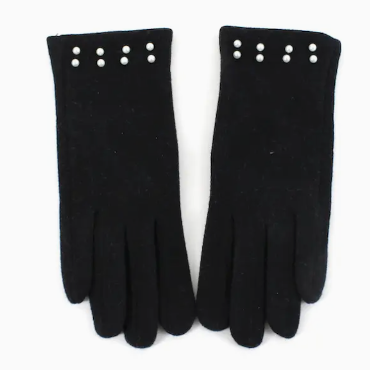 Faux Pearl Embellished Gloves