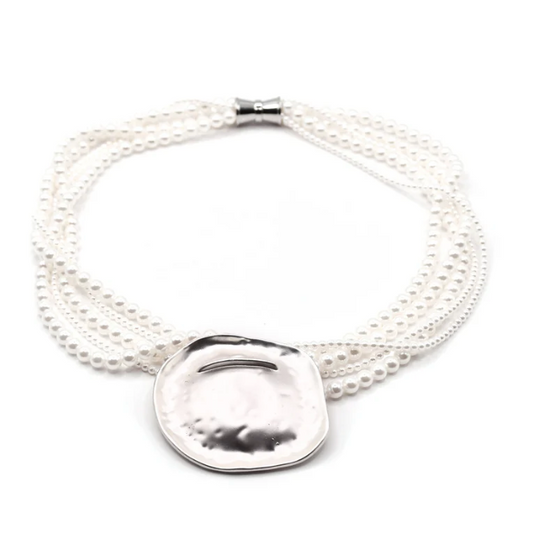Sea Lily Mother of Pearl Statement Necklace
