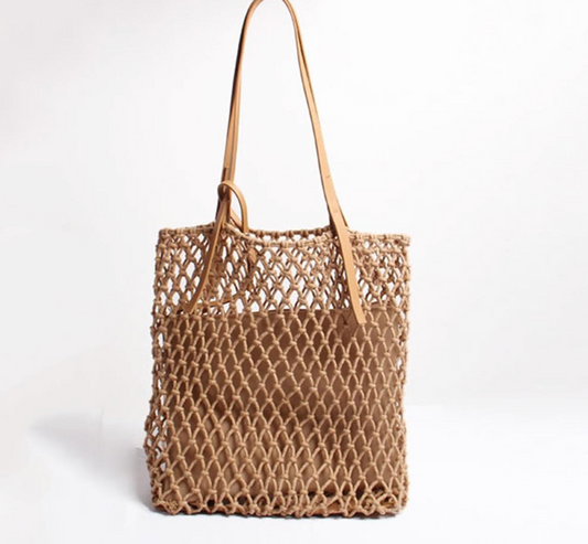 Knotted Rope Tote Bag-Brown