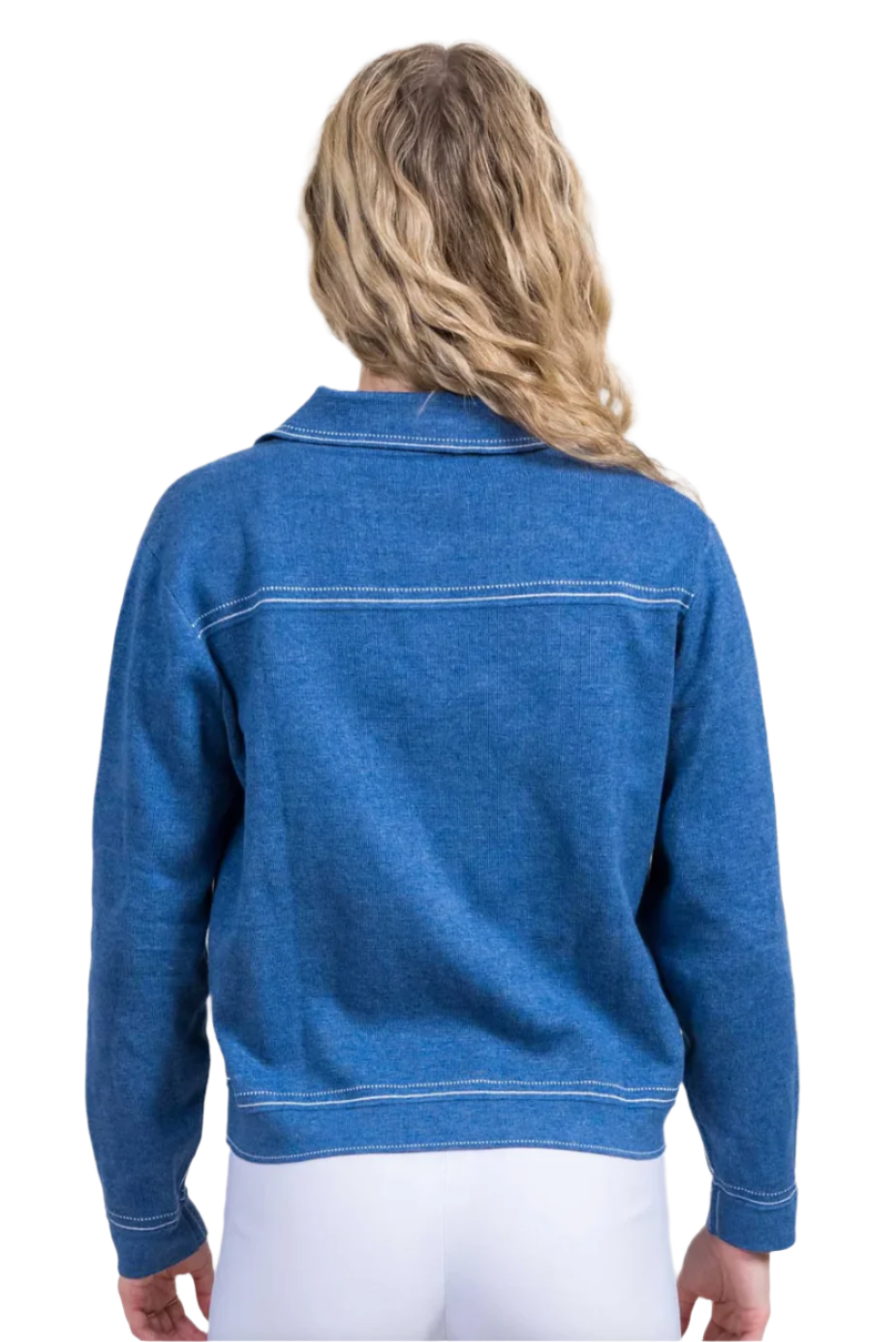 Trisha Tyler Denim Pocket Sweater Cardigan