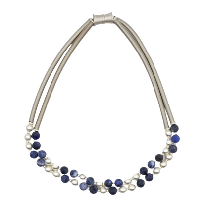 Sea Lily Blue/Silver Wire Necklace