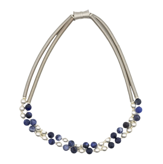 Sea Lily Necklace-Blue/Silver
