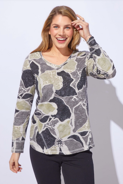 Escape Floral Cotton Laid Back V-Neck