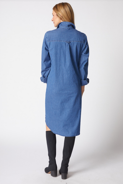 Habitat Perfect Travel Denim Cafe Midi Dress-NEW!