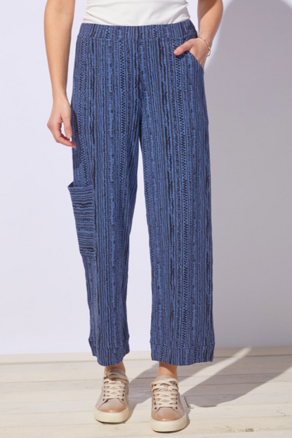 Escape Stripe Cotton Slub J Pocket Ankle Pant-NEW COLOR