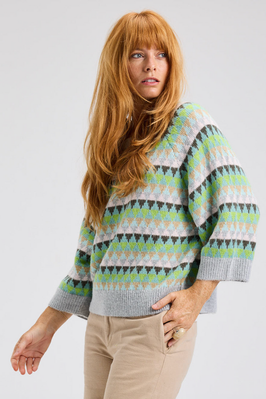 Zaket & Plover Mohair Blend Fair Isle Sweater-NEW