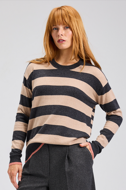 Zaket & Plover Multi Stripe Crew-NEW