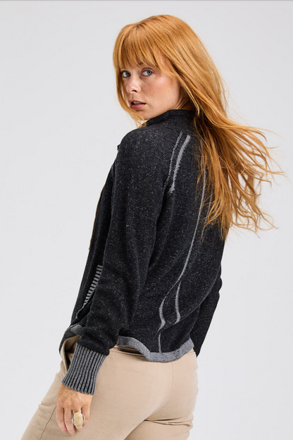 Zaket & Plover Two-Tone Zip Front Cardigan-NEW