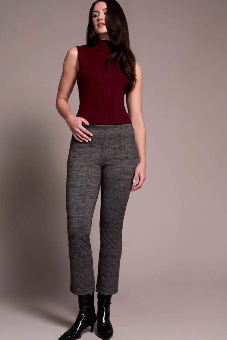 Printed Ponte Pull-On Kick Flare Ankle Pant-NEW
