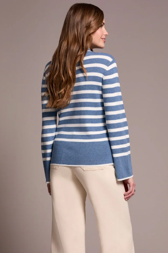 Tribal Lightweight Mock Neck Striped Sweater-NEW