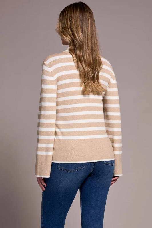 Tribal Lightweight Mock Neck Striped Sweater-NEW