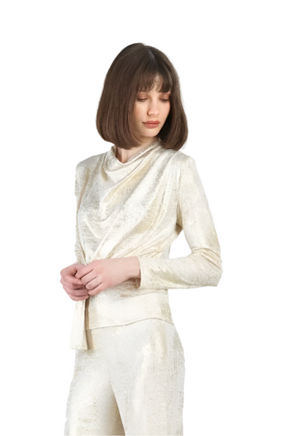 Clara SunWoo Shimmer Drape Top-NEW