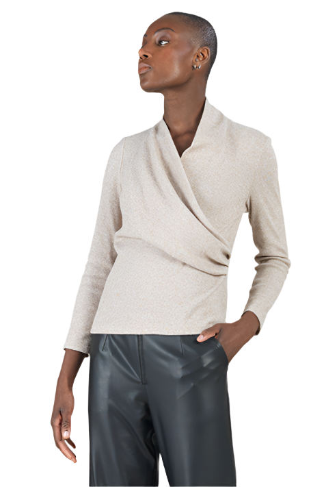 Clara SunWoo Faux Cashmere Drape Neck Sweater