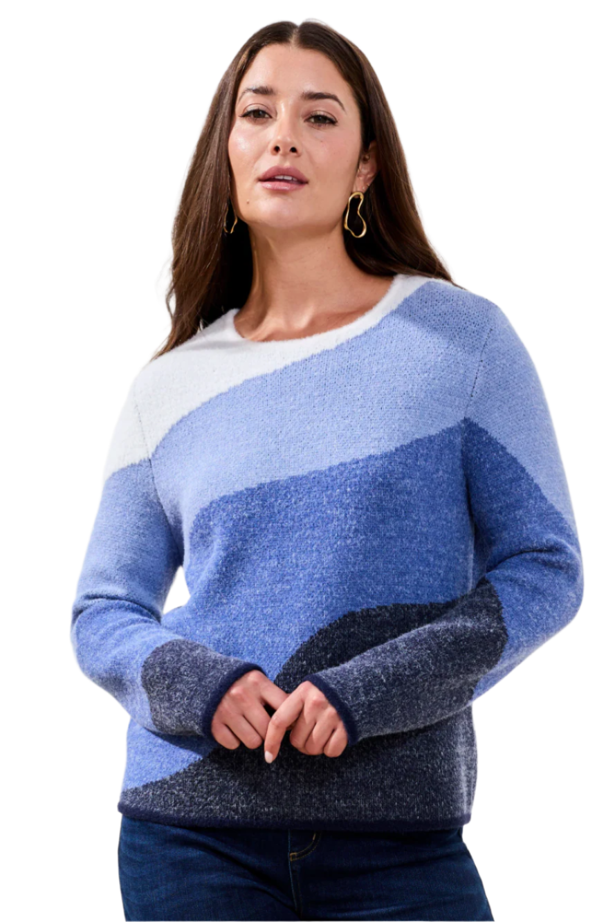 Fuzzy Double Knit Crew Neck Sweater-NEW