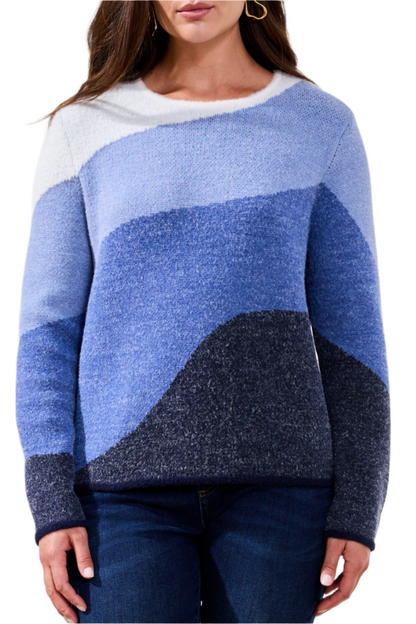 Fuzzy Double Knit Crew Neck Sweater-NEW