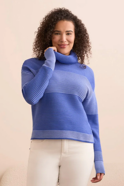 Tribal 2-Tone Turtleneck High Low Sweater-NEW