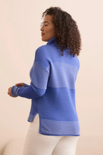 Tribal 2-Tone Turtleneck High Low Sweater-NEW