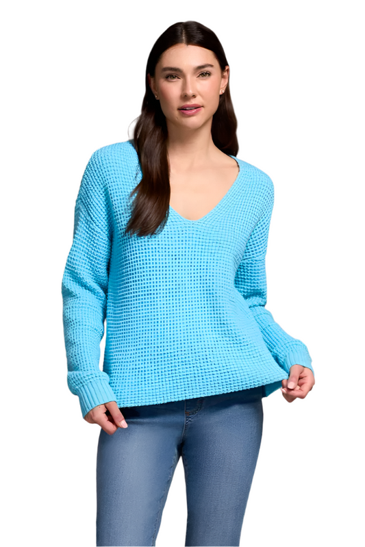 Tribal Soft Touch Drop Shoulder V-Neck Sweater-NEW