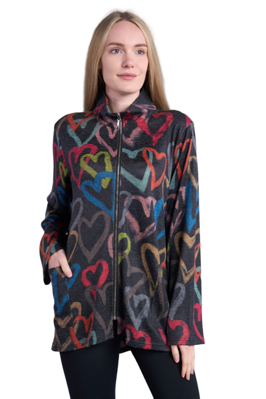 Shana Zip Front Heart Knit Jacket