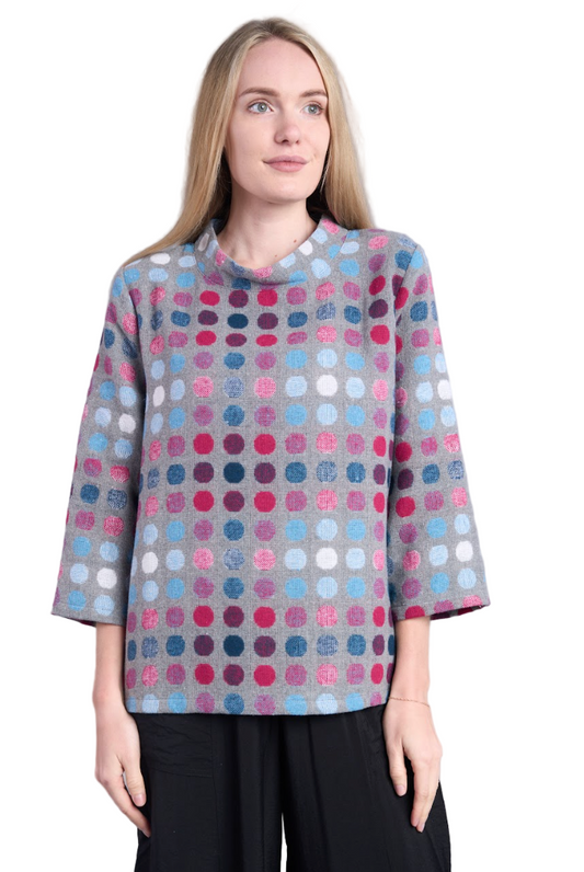 Shana Dot Mock Neck Top