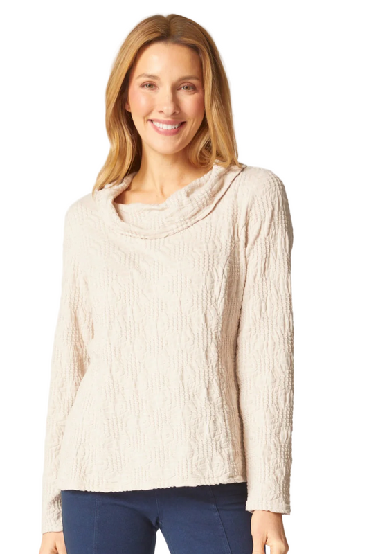 Habitat Sunburst Knit Seamed Cowl Neck Top-NEW