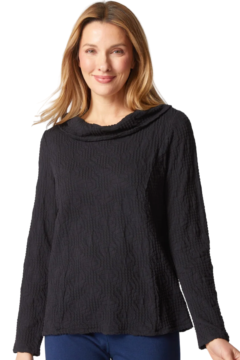 Habitat Sunburst Knit Seamed Cowl Neck Top-NEW