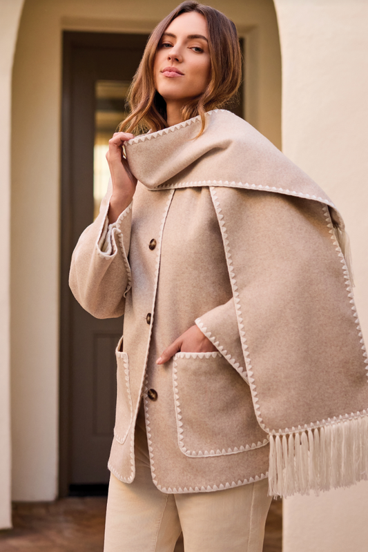 Tribal Coat with Detachable Scarf