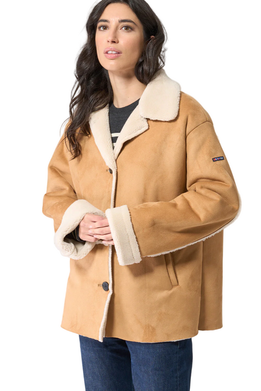 Batela Synthetic Suede Jacket with Sherpa Lining