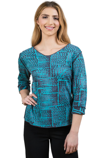 Trisha Tyler Reversible Dot V-Neck-NEW