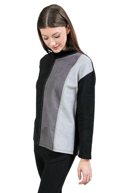 Trisha Tyler Ultra Suede Color Block Sweater-NEW
