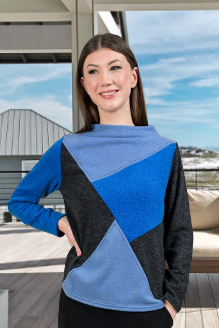 Trisha Tyler Color Block Mock Neck Sweater