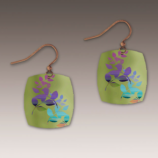 Handmade Electric Lime Foliage Earrings