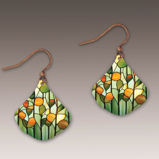 Handmade Stained Glass Ginko Earrings